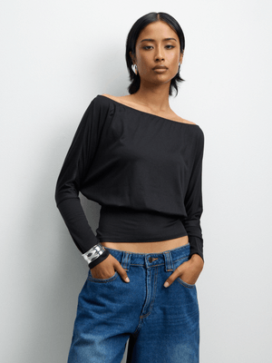 The FIX Women's Black DTY Off The Shouder Top