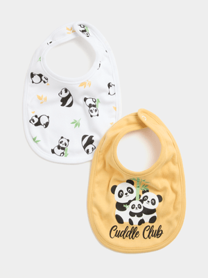 Jet Baby Unisex Harbour Grey Panda 2 Pack Bib