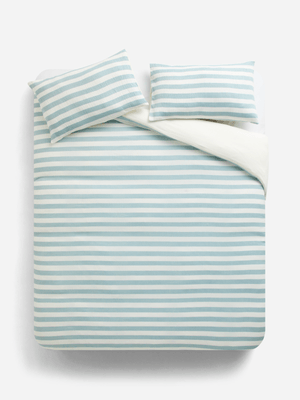 Jet Home Blue Yarn Die Stripe Duvet Cover Super King
