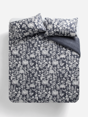 Jet Home Leona Leaves Blue Duvet Cover 3/4