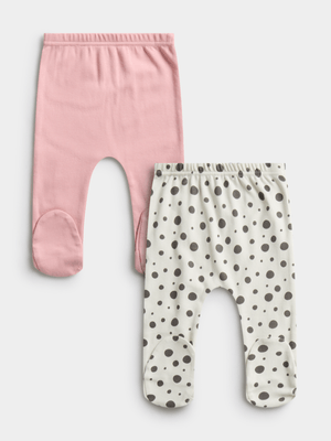 Jet Baby Girl Flower Polka Dots Multi 2 Pack Leggings