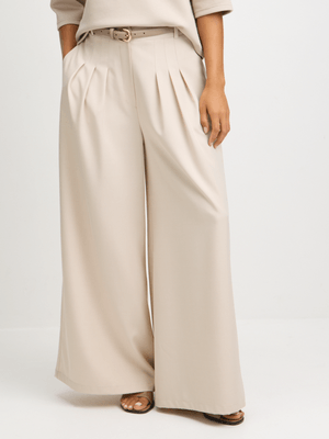 Exact Women's Natural Wide-Leg Suit Pants