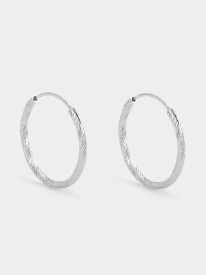 Sterling Silver Twisted Texture Hoop Earrings