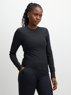 TS Womens Astra Studio Ribbed Fitted Black Tee