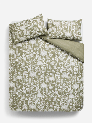 Jet Home Green Leona Leaves Duvet Cover Single
