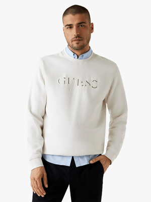 Men's Guess White  Basic Sweatshirt