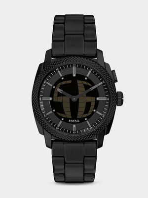 Fossil Machine Big Tic Black Plated Stainless Steel Anadigi Bracelet Watch