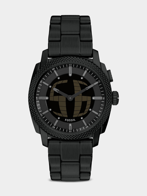 Fossil Machine Big Tic Black Plated Stainless Steel Anadigi Bracelet Watch