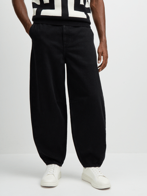 Exact Men's Black Barrel Leg Jeans