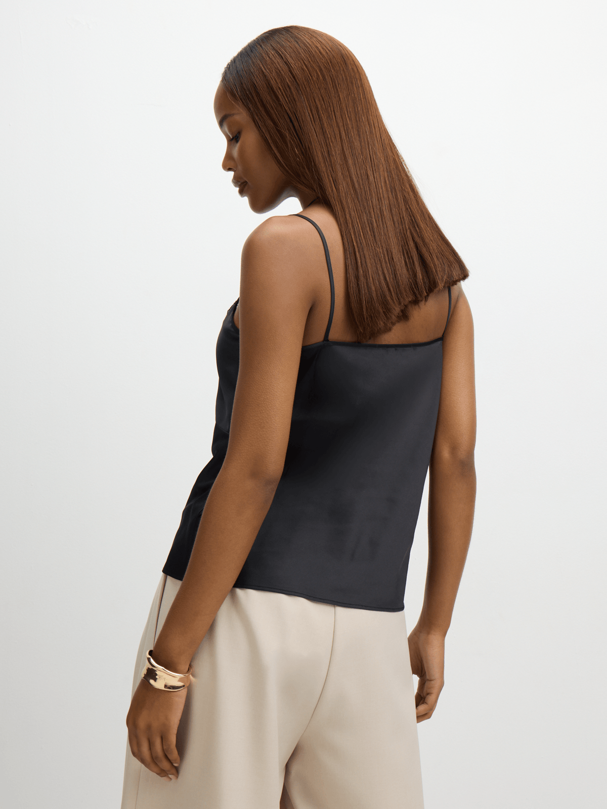 Exact Women's Black Satin Lace Cami Top | Bash
