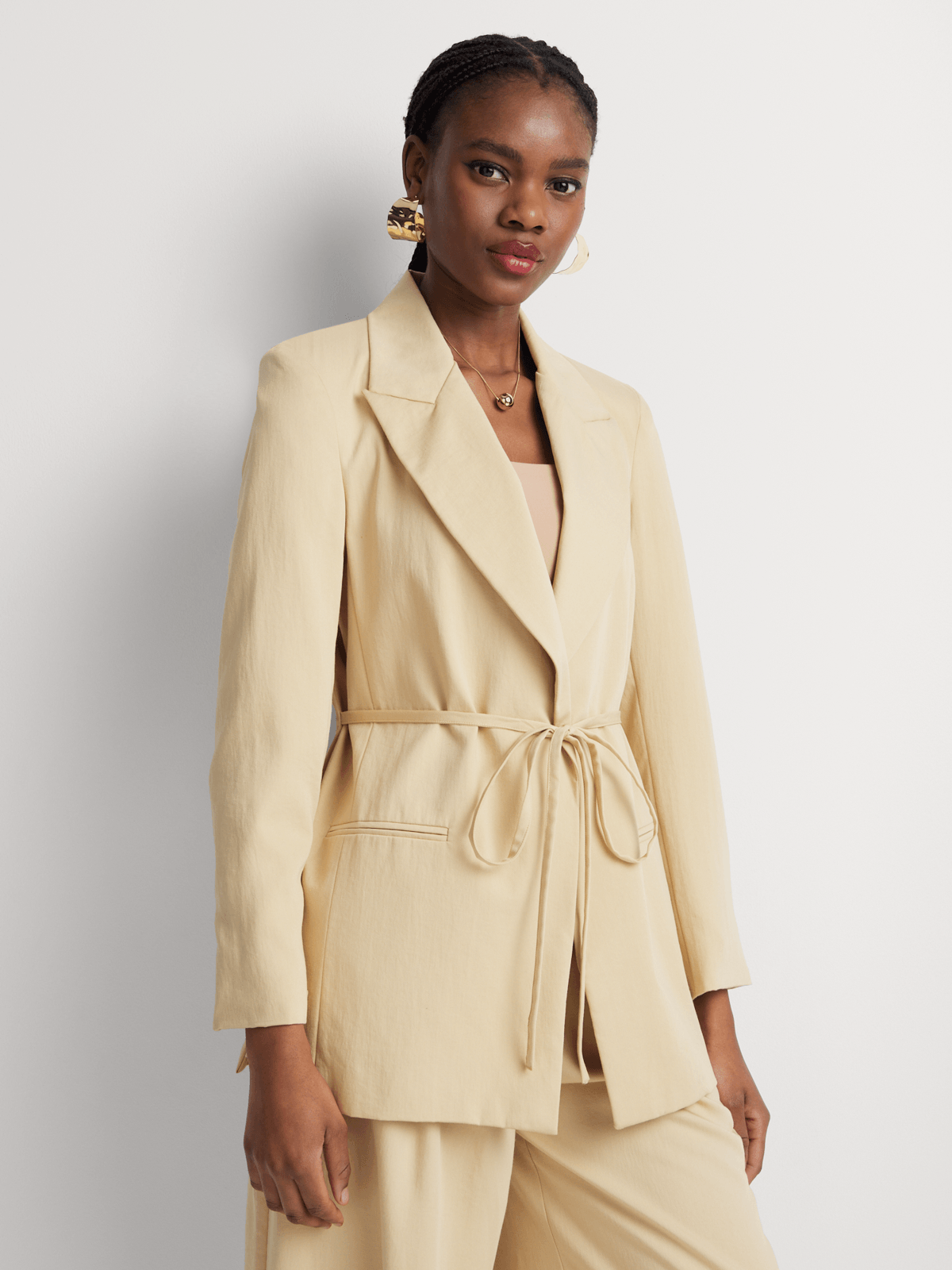 Luella Viscose Linen-Blend Belted Blazer | Bash