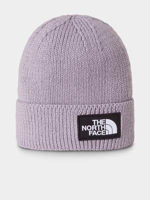 The North Face Grey Logo Box Cuffed Beanie