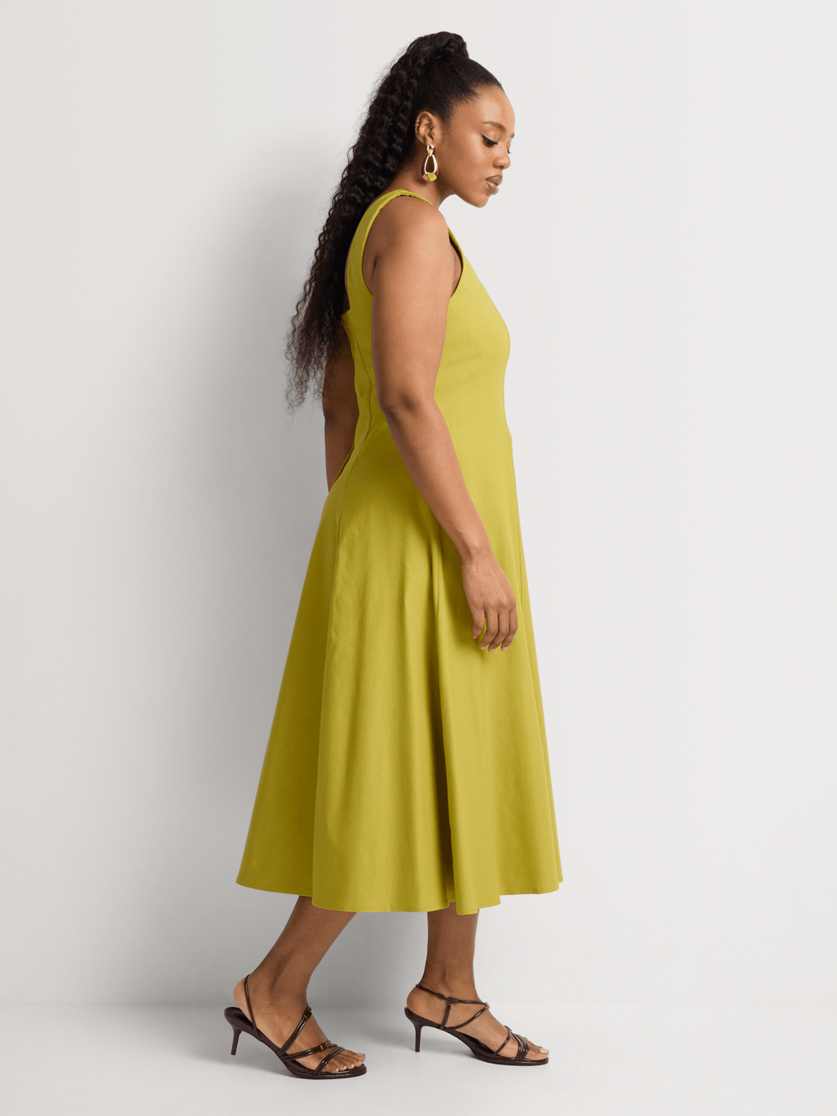 bhldn appliqué square neck fit & flare midi dress Sleeveless Fit-and-Flare Shirt Dress – Luxeire main image 1