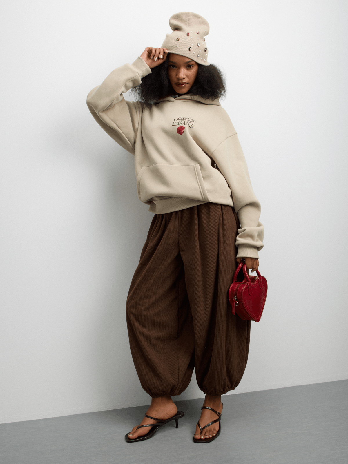 The FIX Women's Stone Fleece Oversized Lucky Love Graphic Hoodie