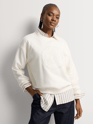 Tonal Embroidery Crew Sweat Top