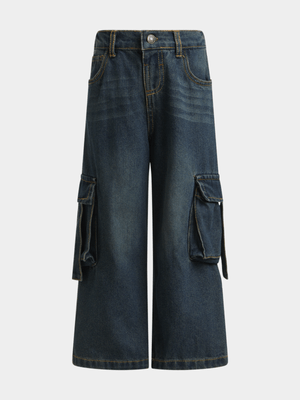 Jet Younger Girls Light Blue Utility Cargo Denim