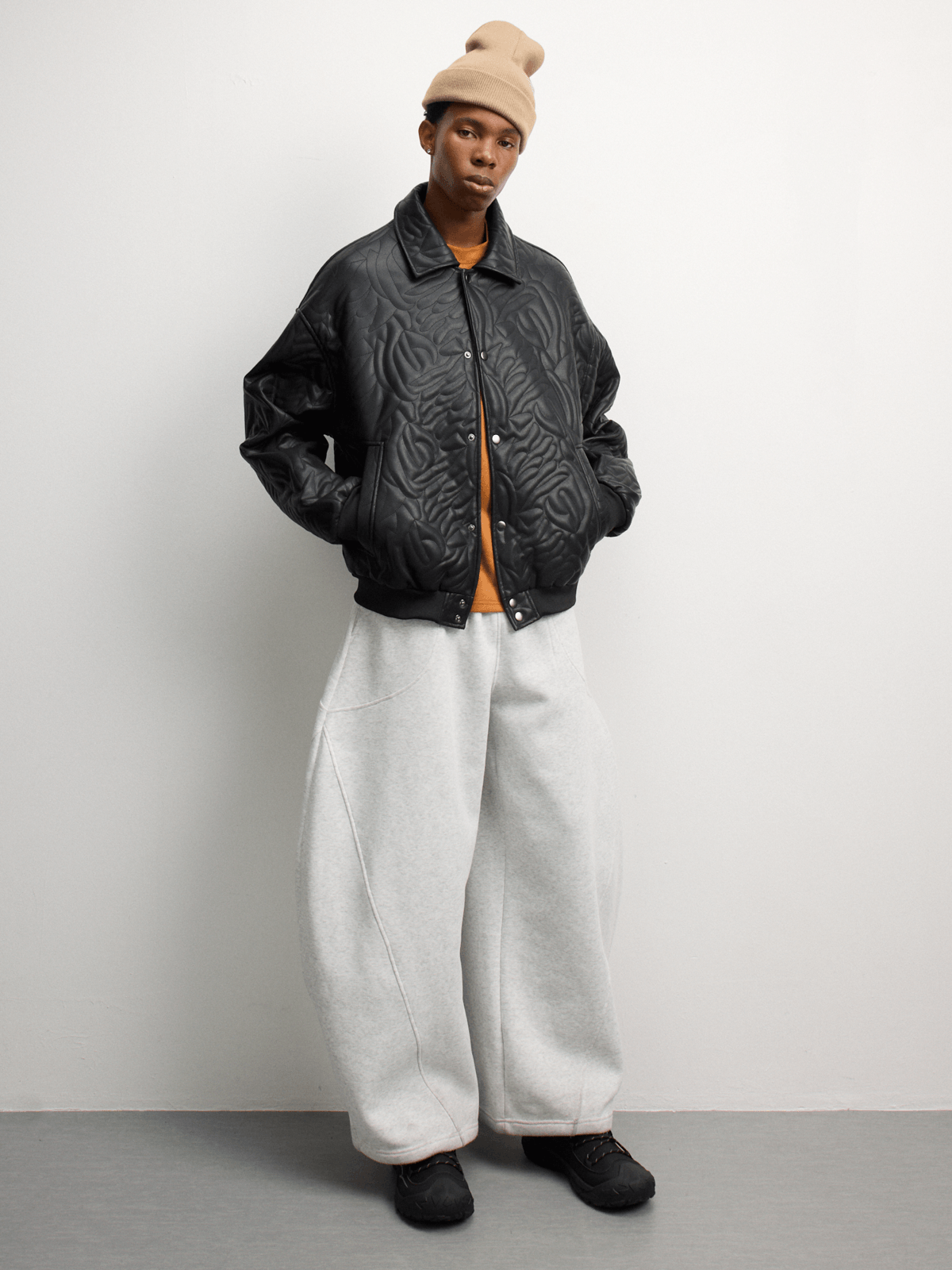 The FIX Men's Black Quilted Pu Bomber | Bash