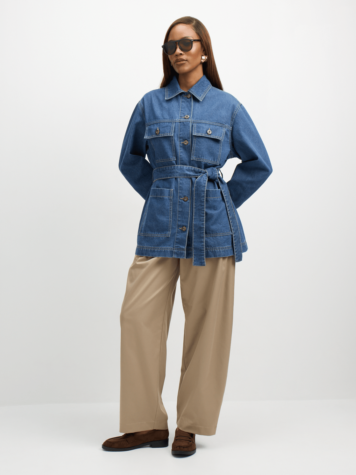 Exact Women's Mid Wash Belted Denim Jacket | Bash