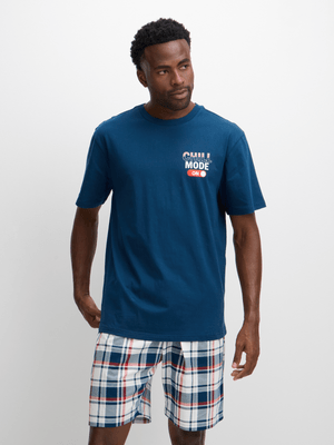 Jet Men’s Navy Chill Mode On Check PJ Set