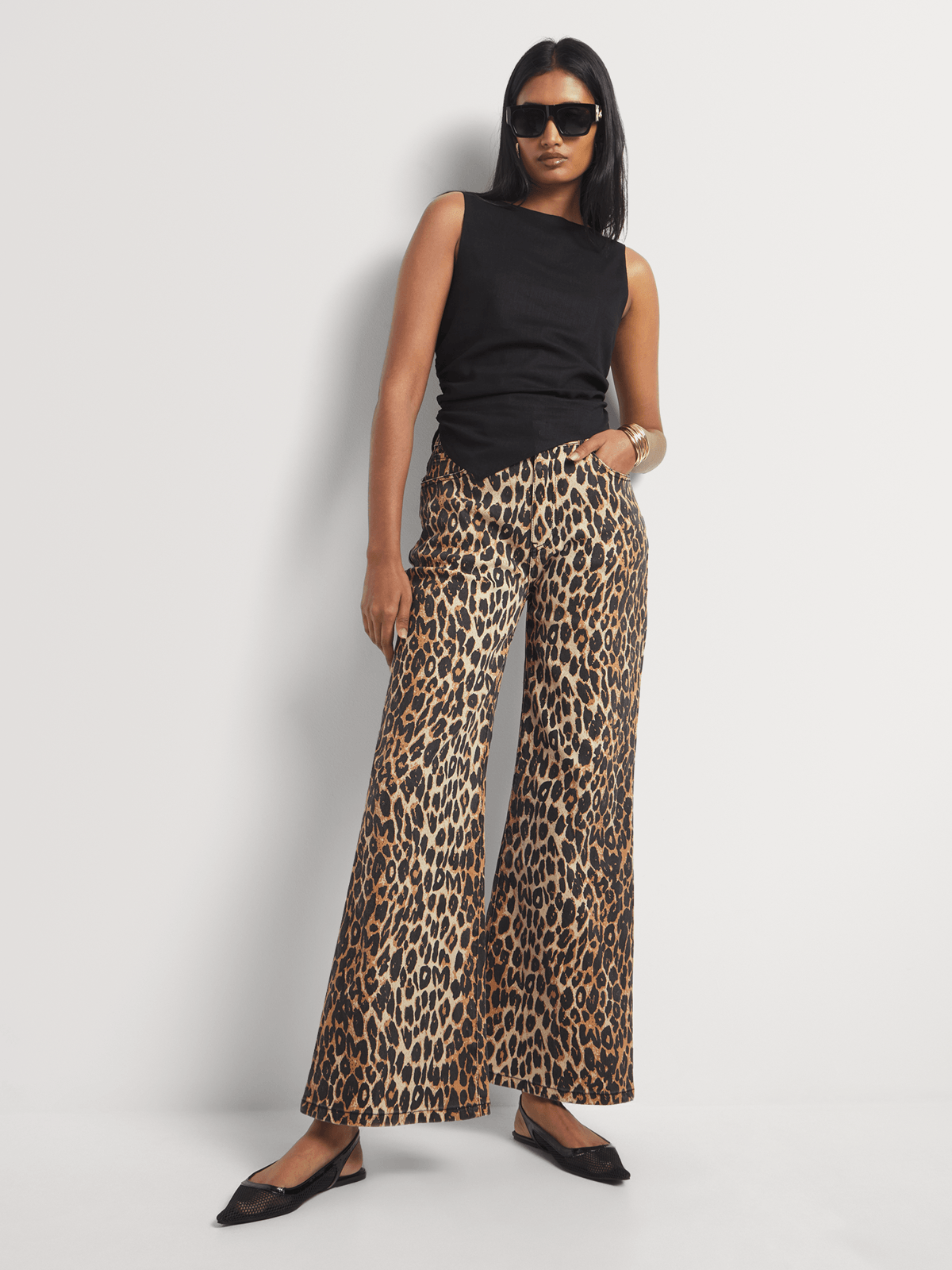 FF Denim Animal Print Wide Leg Jeans | Bash