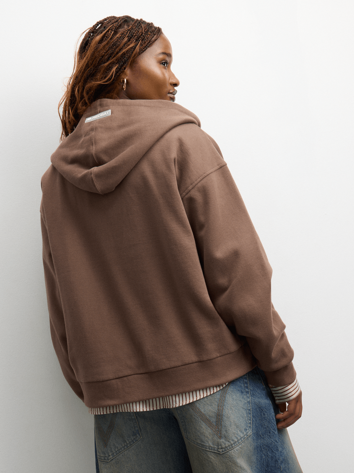 Redbat Women's Two-Way Zip Thru Brown Hoodie | Bash