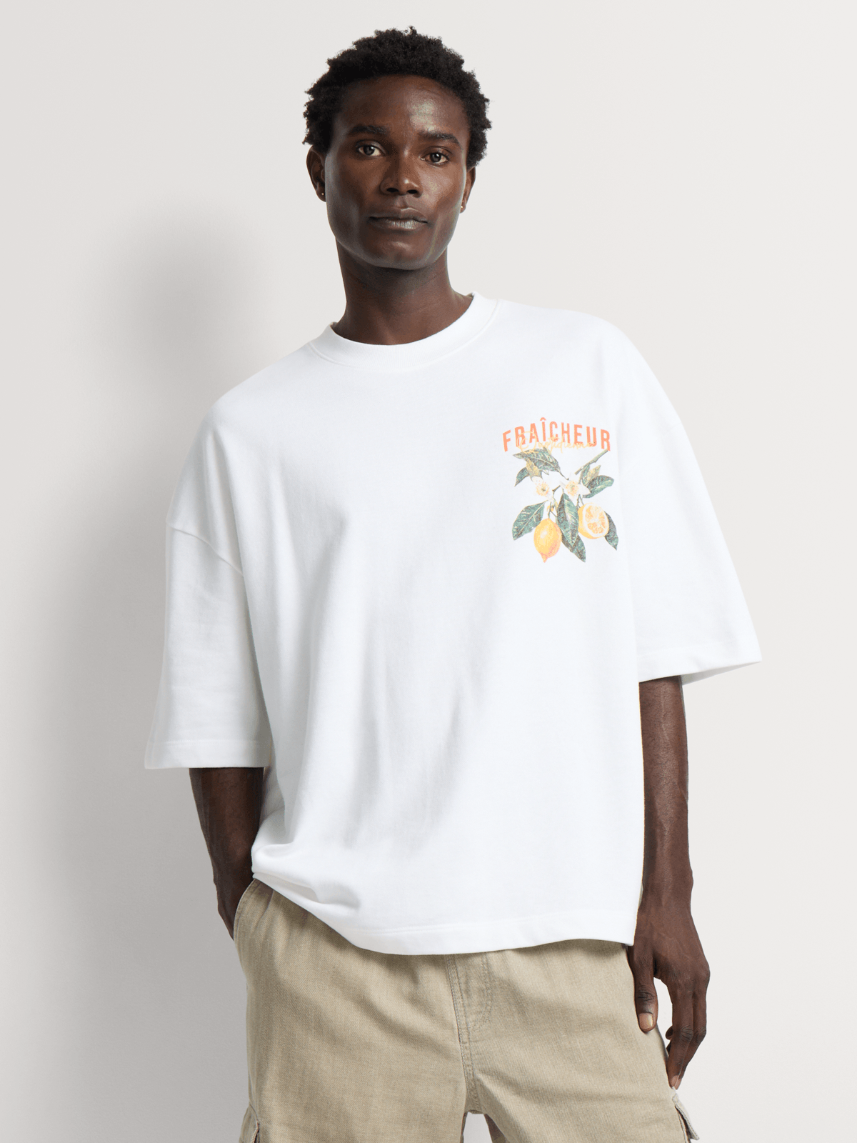 Markham Men's Boxy Fit White Graphic T-Shirt | Bash