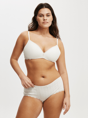 Women's Cotton On Light Yellow Organic Cotton Lace Boyshort Brief