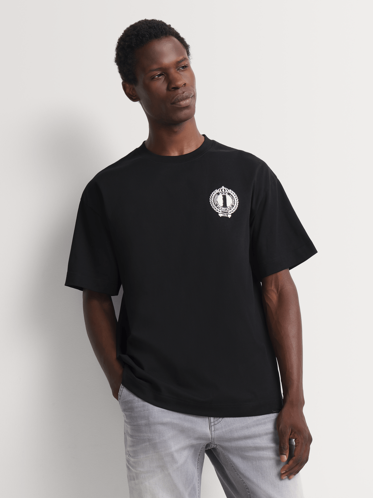 Fabiani Men's Black Towelling Print T-shirt | Bash