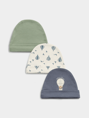 Jet Baby Boy Multi Little Explorer 3Pk Beanie