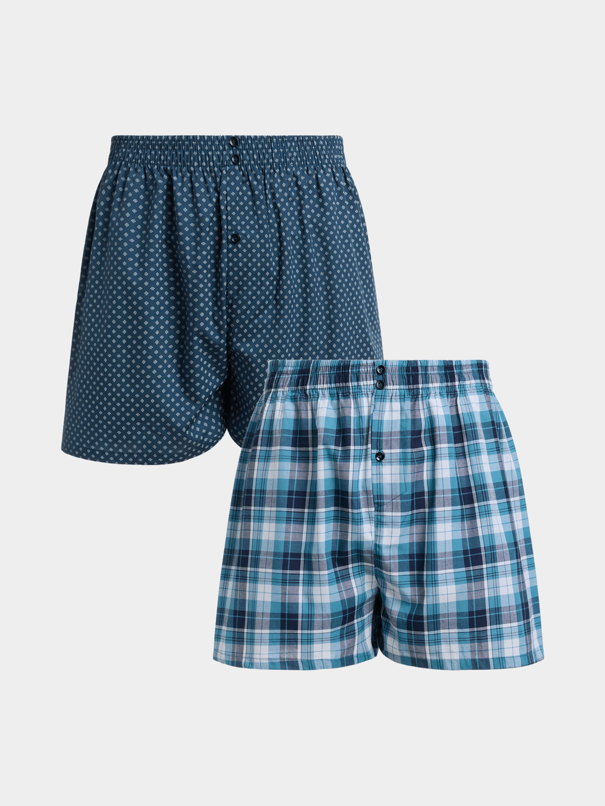 Jet Men's 2 Pack Teal Check Boxer Shorts | Bash