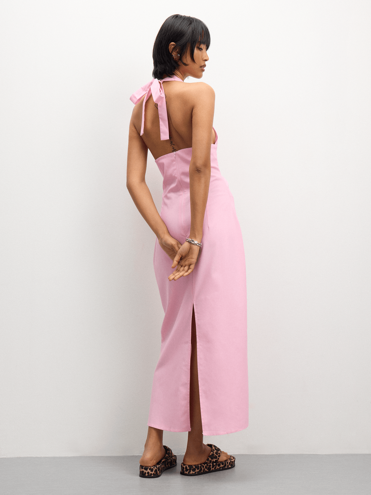 sachin and babi light blue dress Comfortwear store | OshMoments® All Rights Reserved. Halter Neck High Slit  Beach Dress Cover-Up main image 1