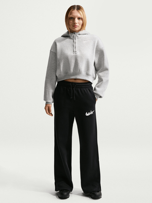 Nike Women's Nsw Phoenix Fleece High-waisted Black Wide-leg Pant