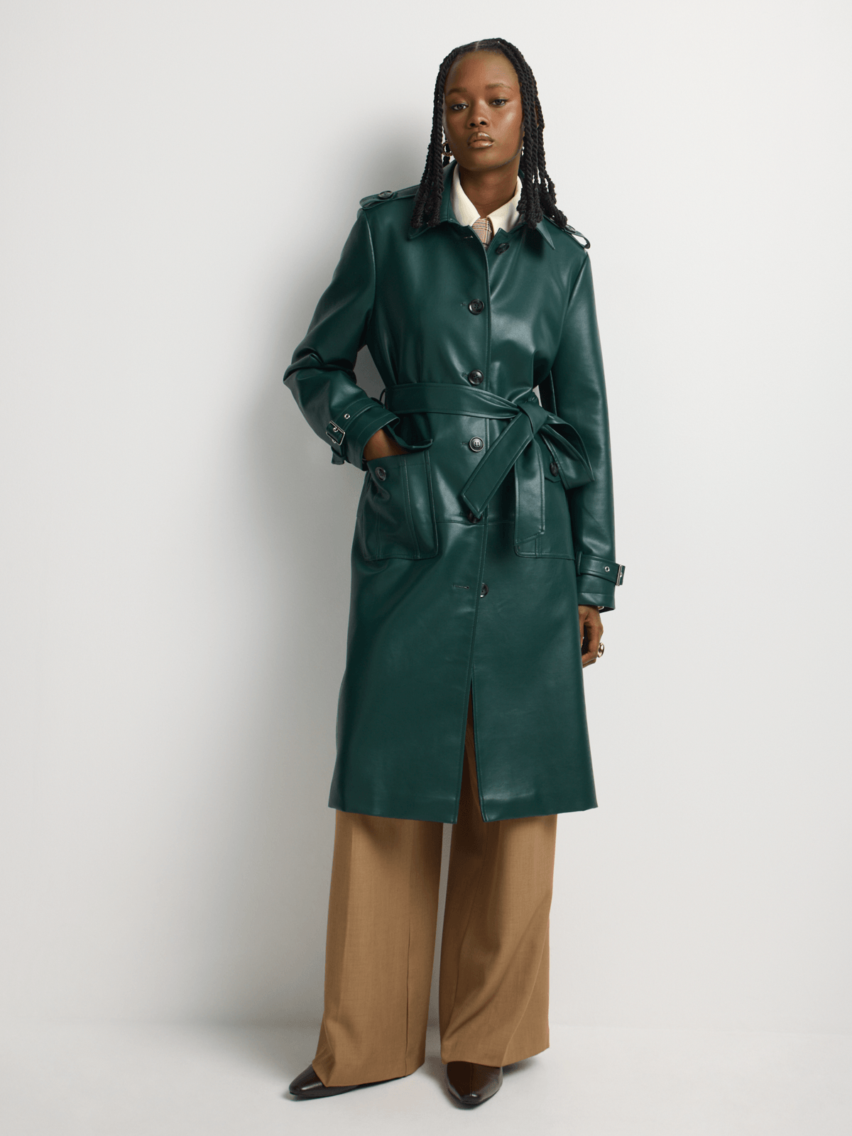 【美品】ハーリップトゥEveryday Belted Trench Jacket Pleather Belted Trench Coat | Bash