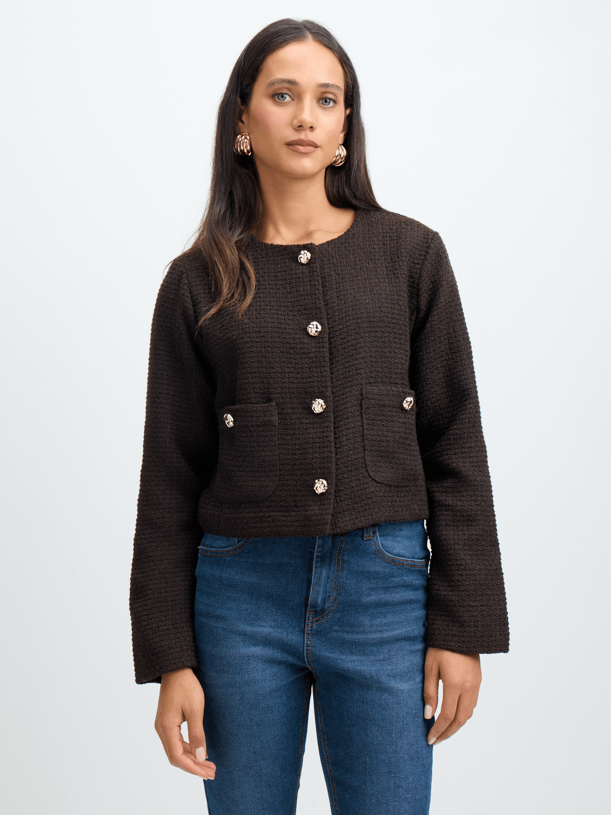 Jet Women's Brown Boucle Jacket | Bash