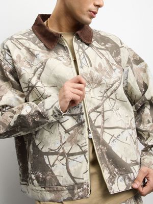 Redbat Men's Camo Print Denim Trucker Jacket
