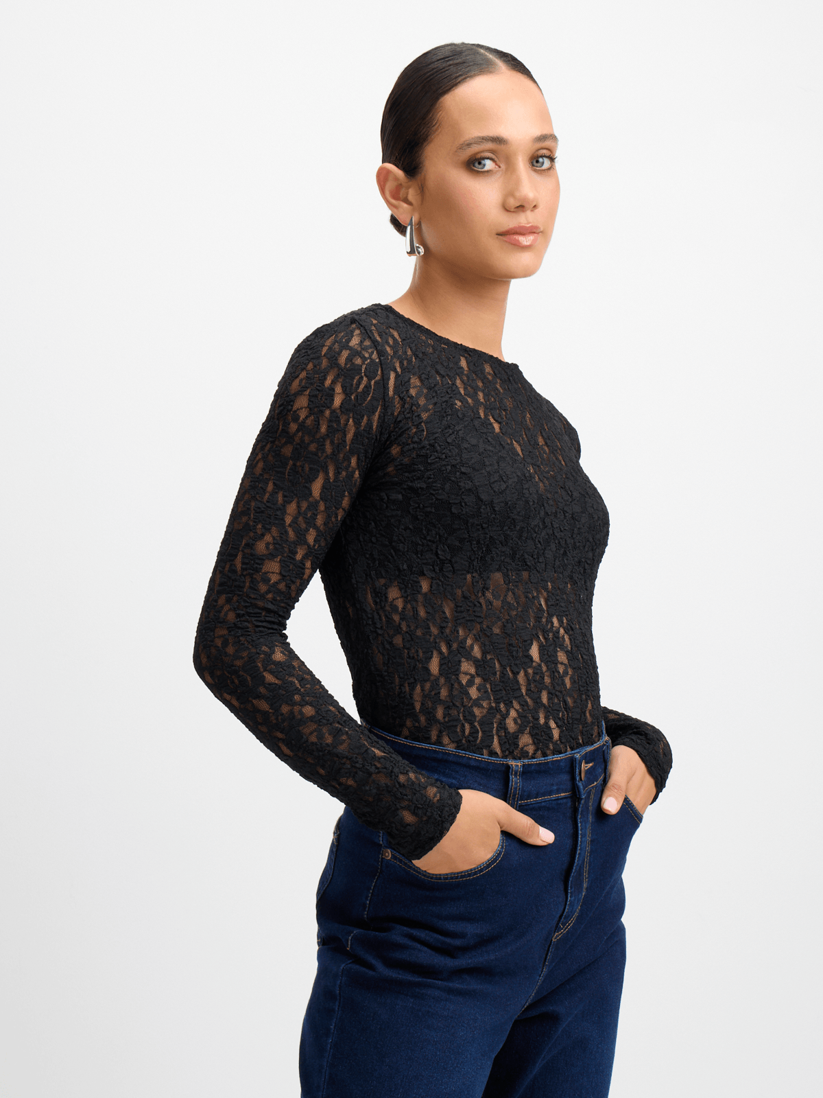 トップス S framed lace tops Exact Women's Black Lace Top | Bash
