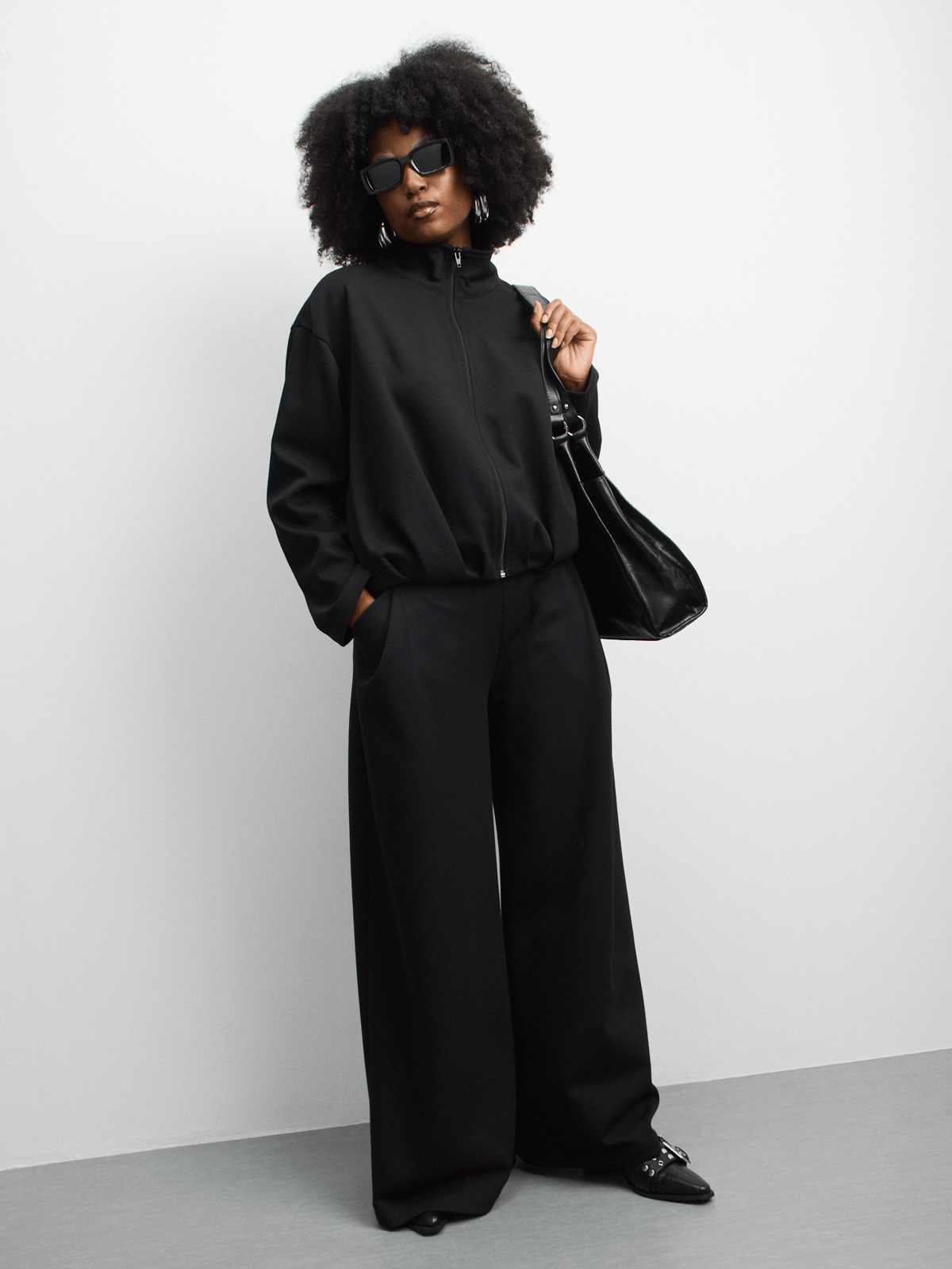 The FIX Women's Black Wide Leg Pants With Deep Pleats | Bash