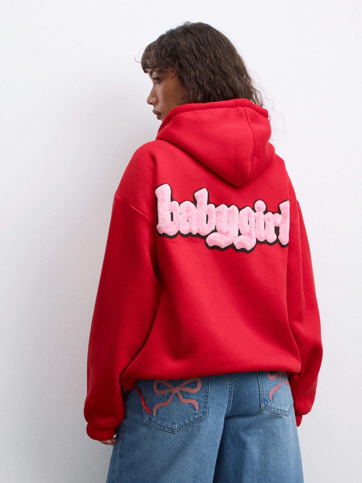 The FIX Women's Red Baby Girl Zip Through Graphic Hoodie | Bash