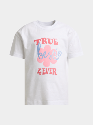 Jet Younger Girls White True Best Friend Regular T-shirt