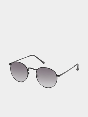 Markham Men's Matt Round Black Sunglasses
