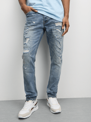 Redbat Men's Mega Super Skinny Blue Jeans