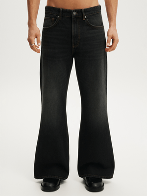 Men's Cotton On Black Baggy Bootcut Jeans