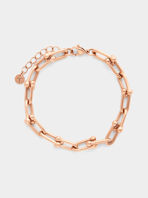 Tempo Jewellery Rose Plated Stainless Steel U-Shape Bracelet