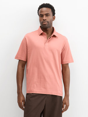 Exact Men's Peach Concealed Placket Golfer