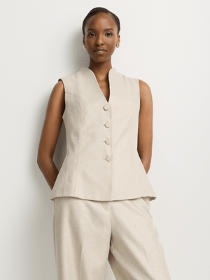 Panel Detail Covered Buttons Waistcoat