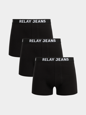 Relay Jeans Men's 3 Pack Two Tone Black Boxer