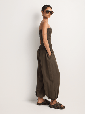 Strapless Smocked Bodice Jumpsuit