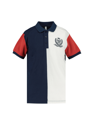 Older Boy's Navy, Red & White Colourblock Golfer