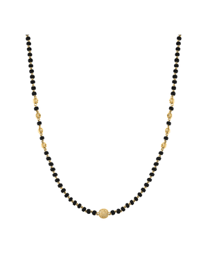 Yellow Gold Women's Black Beaded Necklace