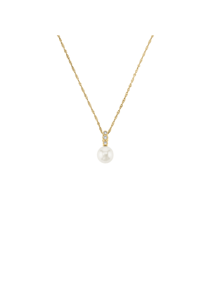 Yellow Gold, Freshwater Pearl & Cubic Zirconia Pendant on a chain